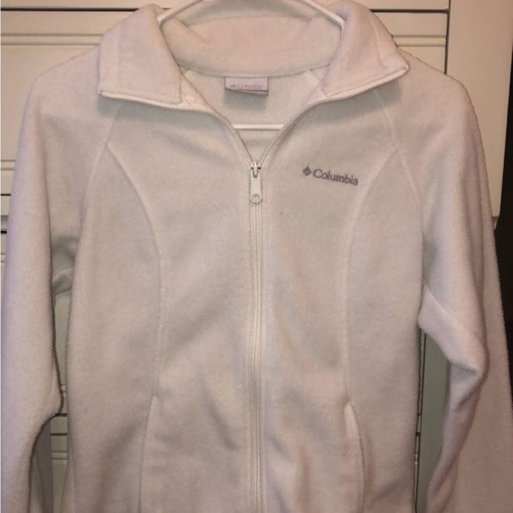 Columbia White Zip Fleece Jacket